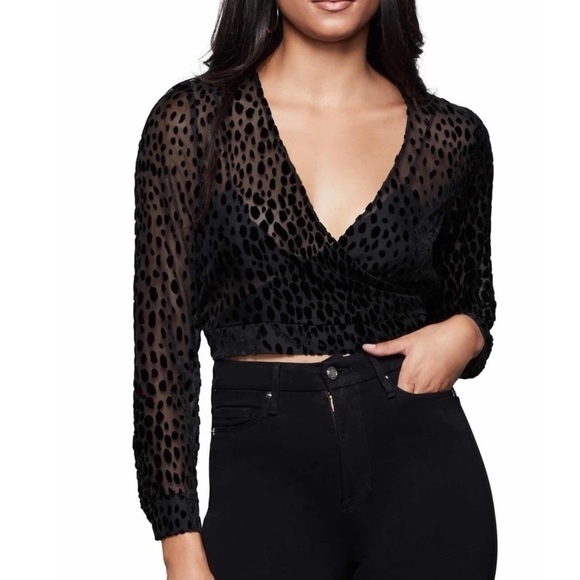 Good American Burnout Leopard Sheer Night Out Casual Top Size 4 - Picture 3 of 12